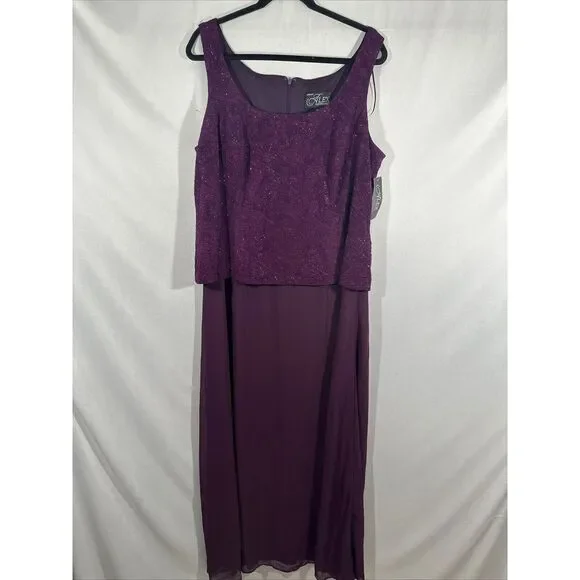 NWT $229 Alex Evenings [ 16W ] Mock Two-Piece Gown with Jacket in Eggplant  #J717 - coffeafoods.com